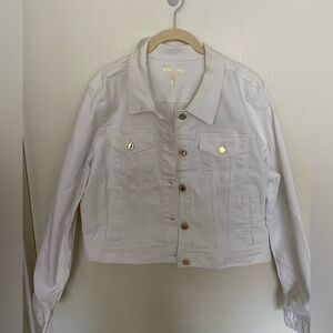 NEW Classic Preppy Casual White Denim Jacket with Tags